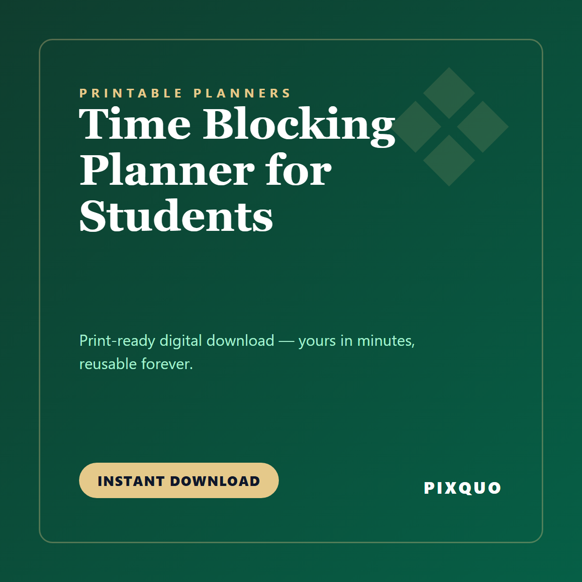 Time Blocking Planner for Students — printable digital download