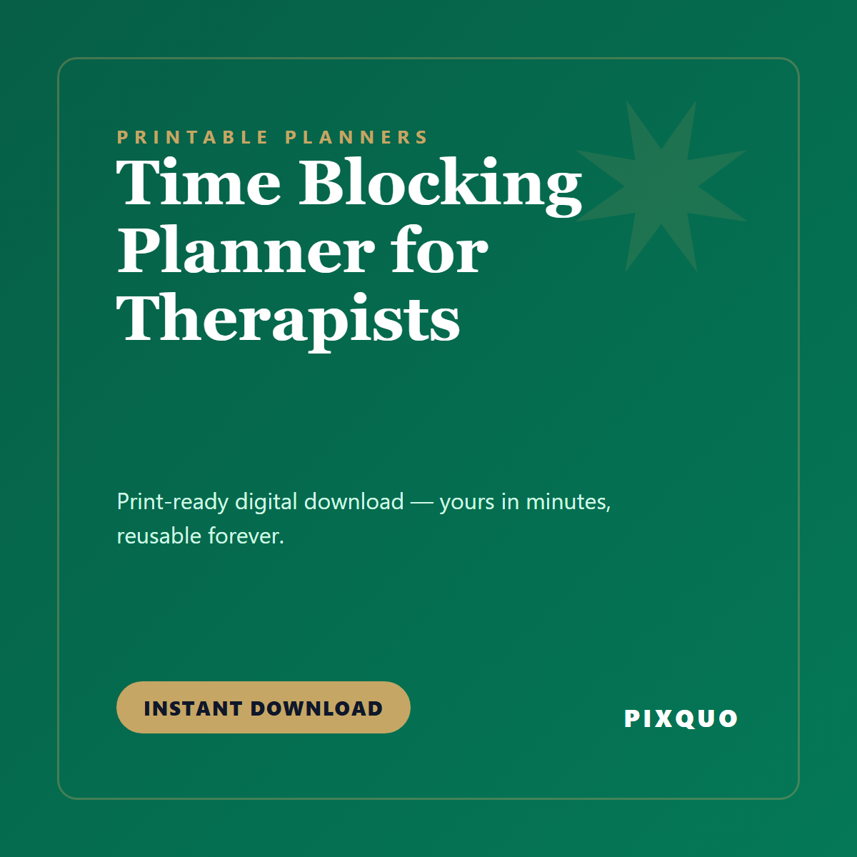 Time Blocking Planner for Therapists — printable digital download