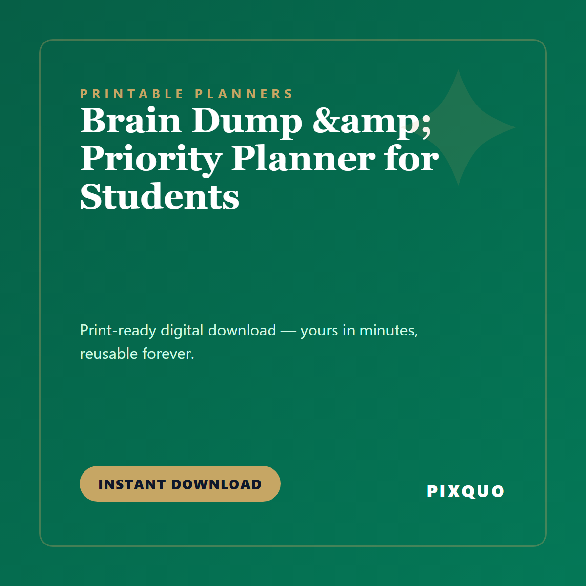 Brain Dump & Priority Planner for Students — printable digital download