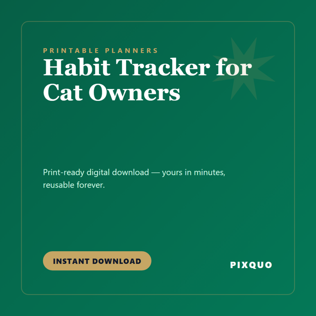 Habit Tracker for Cat Owners — printable digital download