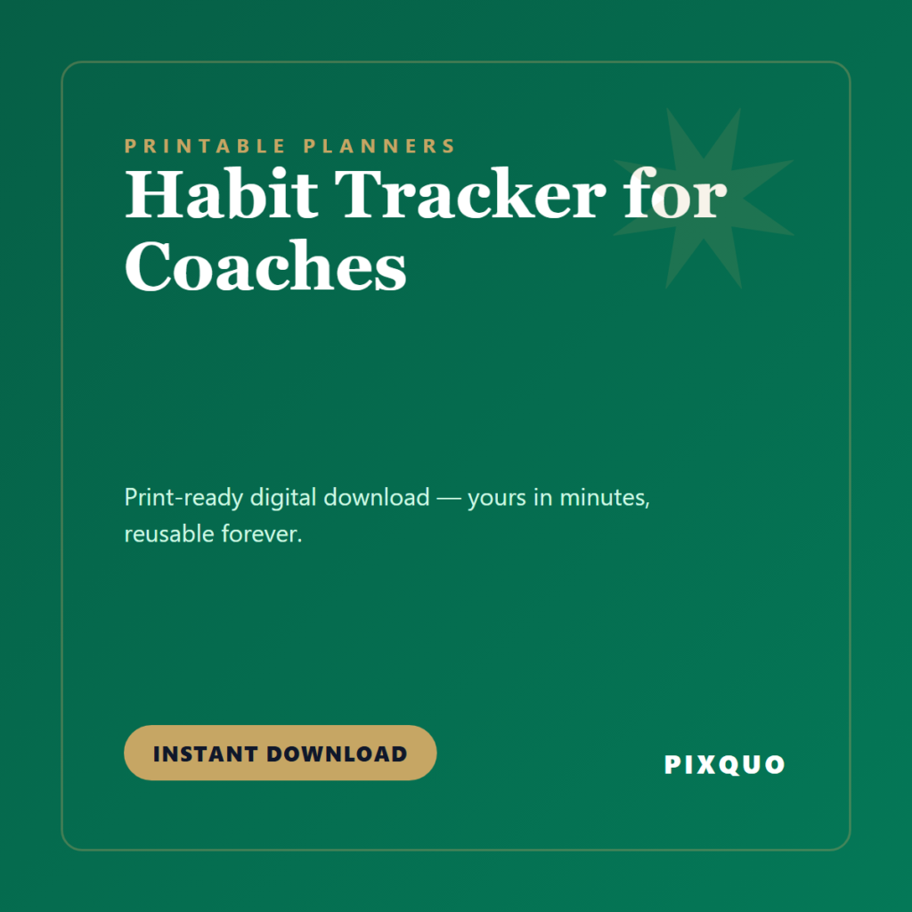 Habit Tracker for Coaches — printable digital download