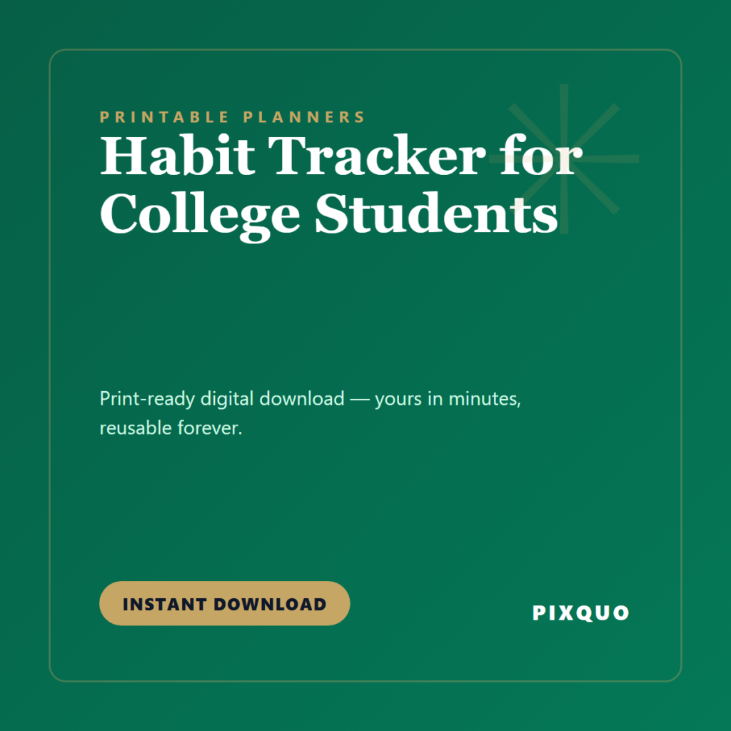 Habit Tracker for College Students — printable digital download