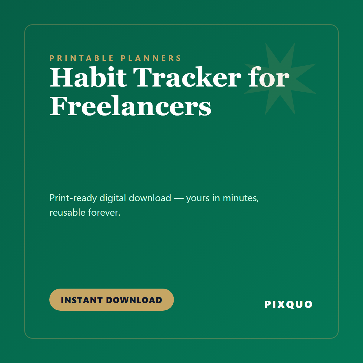 Habit Tracker for Freelancers — printable digital download