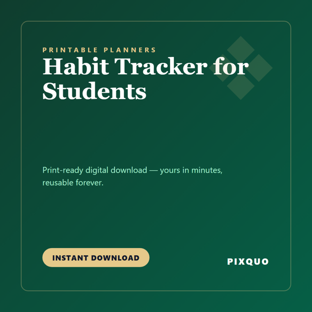 Habit Tracker for Students — printable digital download