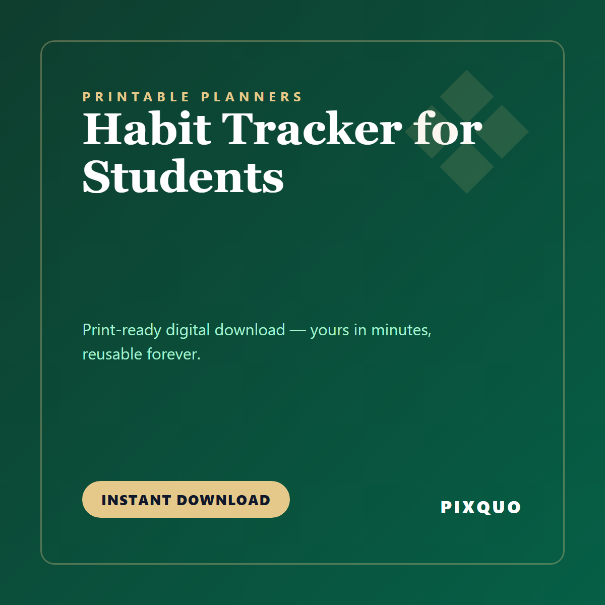 Habit Tracker for Students — printable digital download