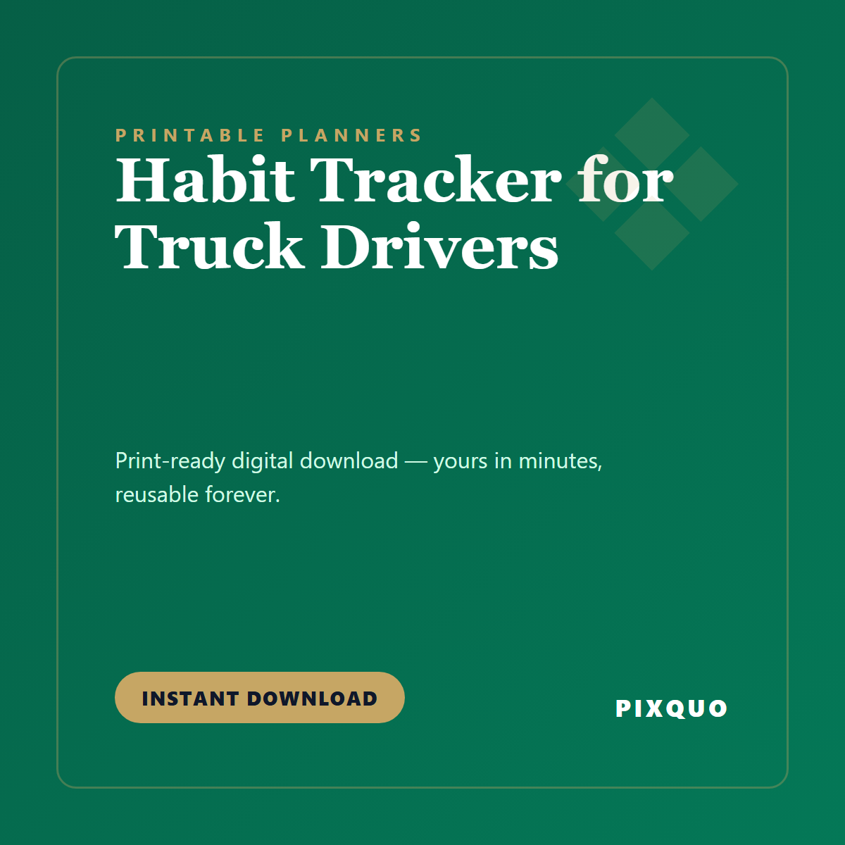 Habit Tracker for Truck Drivers — printable digital download