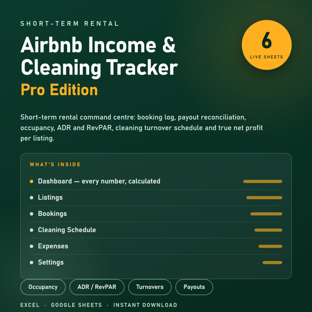 Airbnb Host Income & Cleaning Tracker — Pro Edition