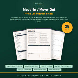 Move-In / Move-Out Home Organization Binder 35 Pages