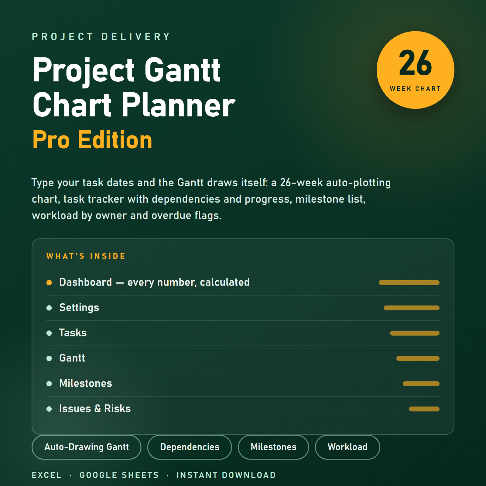Project Gantt Chart Planner — Pro Edition