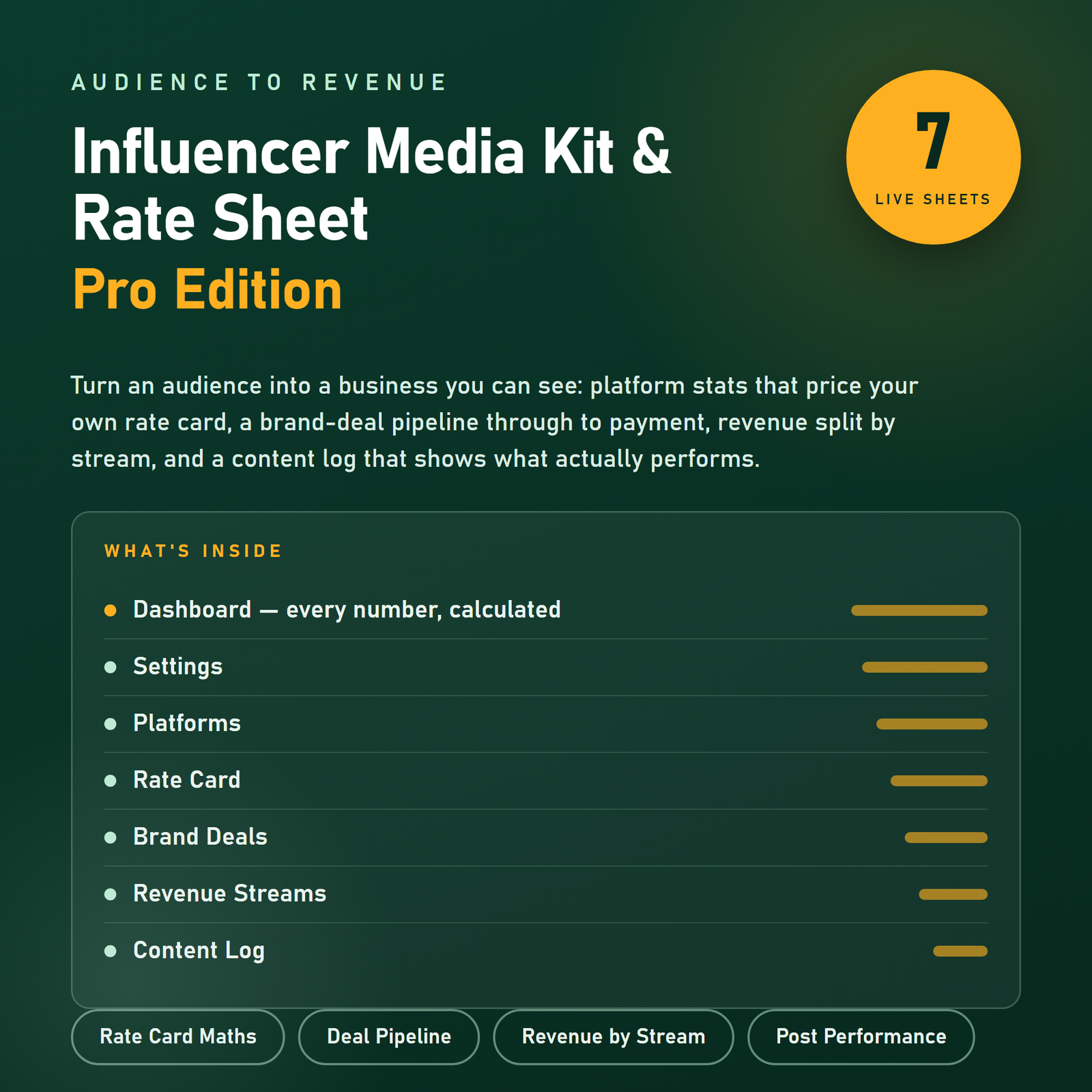 Influencer Media Kit & Rate Sheet preview