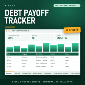 Debt Payoff and Snowball Tracker Spreadsheet - Excel and Google Sheets snowball vs avalanche planner with payoff dates and interest saved