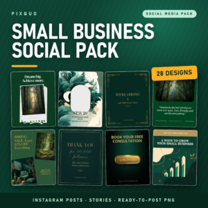 Pixquo small business social media design pack 28 designs