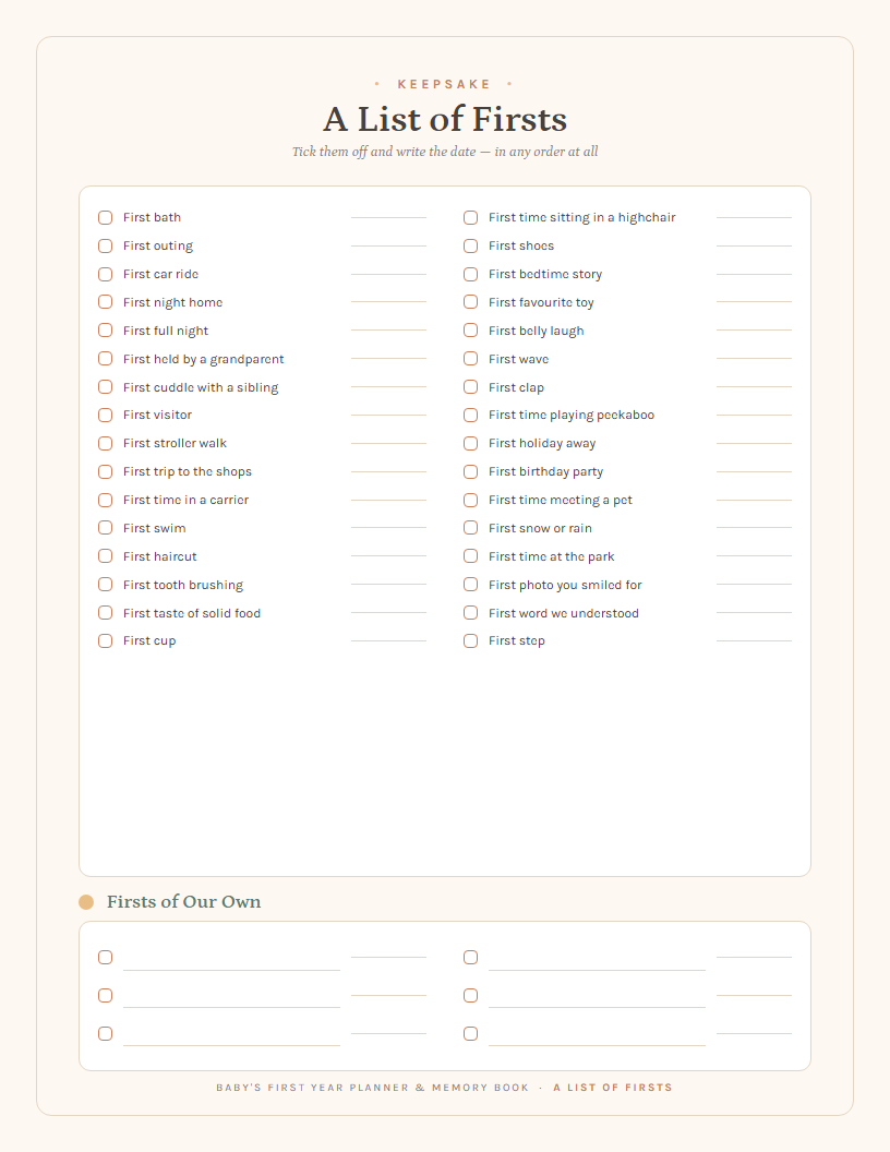 Baby's First Year Planner & Memory Book Printable | 40 Pages | Feeding, Sleep & Diaper Logs, Milesto