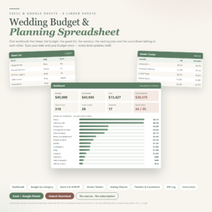 Wedding budget planning spreadsheet hero